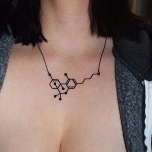 Black THC molecule necklace
